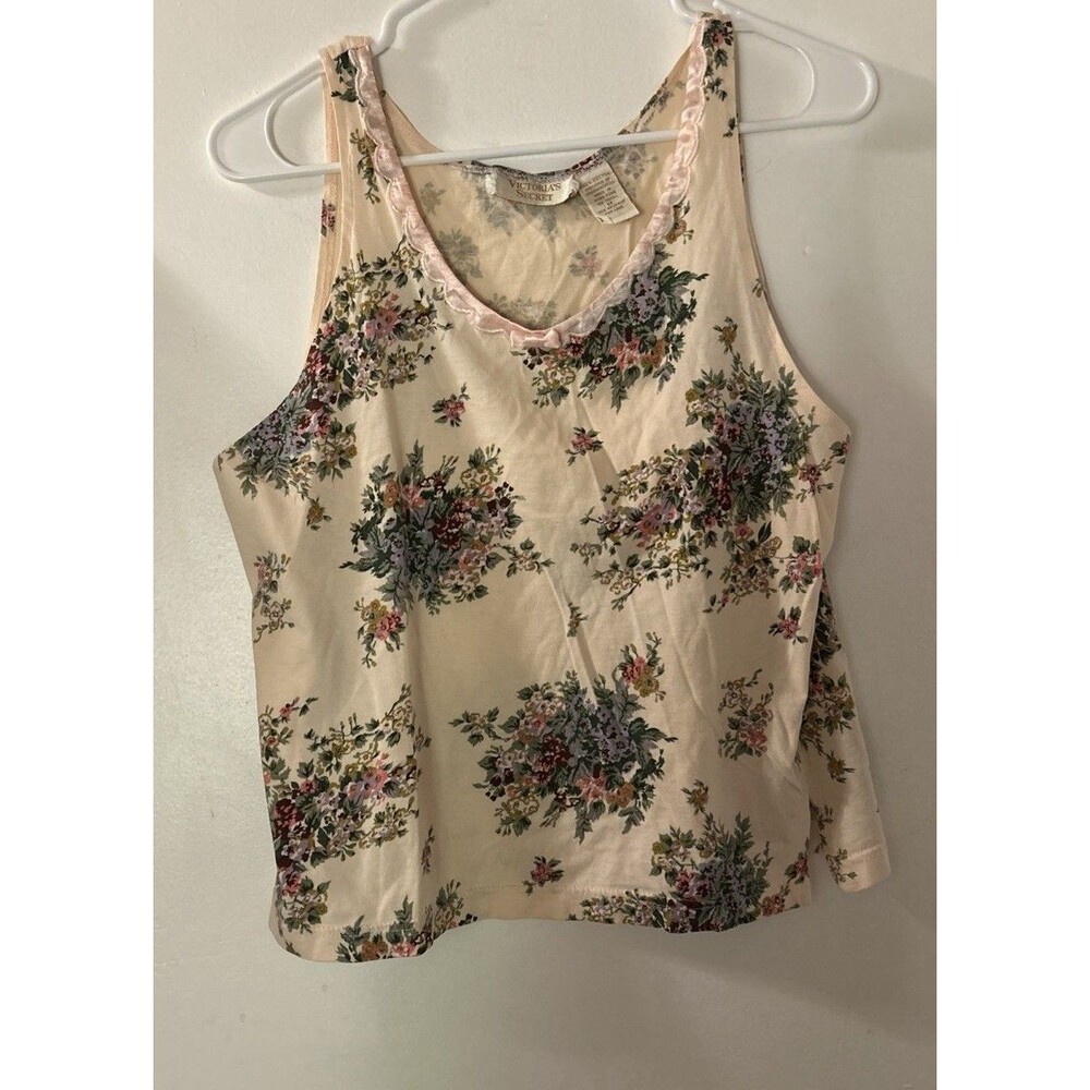 VTG Victoria's Secret Gold Label Floral Camisole Top Size Medium Center Bow